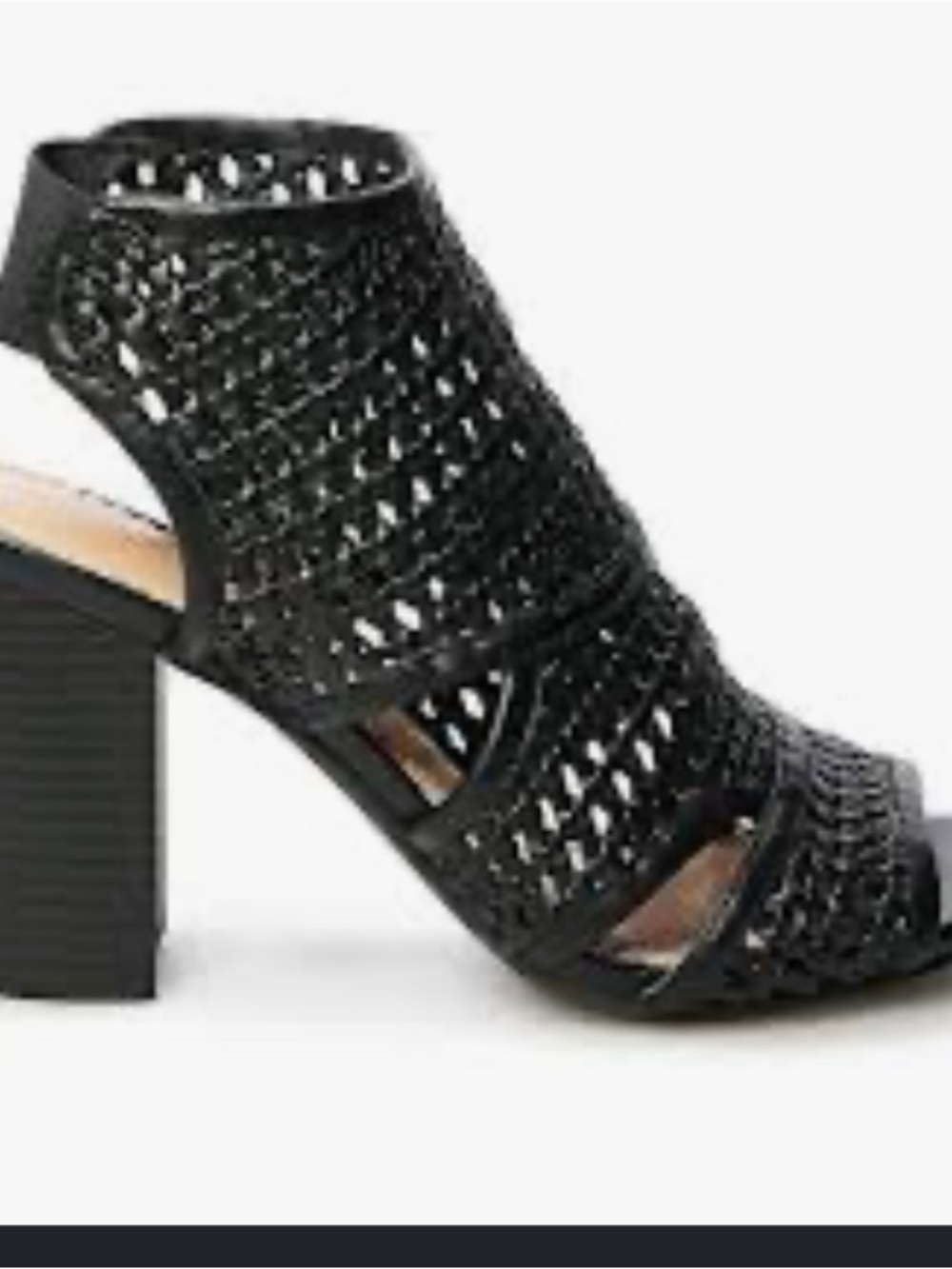 LC Lauren Conrad Black Woven Block Heel Sandal